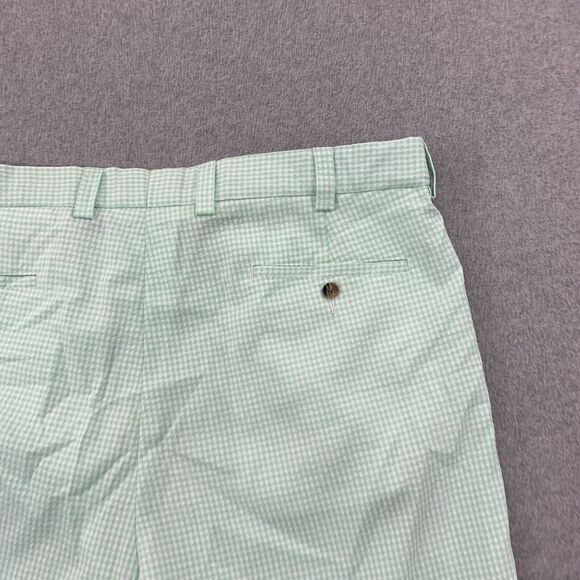 Oak Hill Classic Seersucker Shorts Mens Size 48 Green Gingham Plaid Inseam 9" - Picture 14 of 16